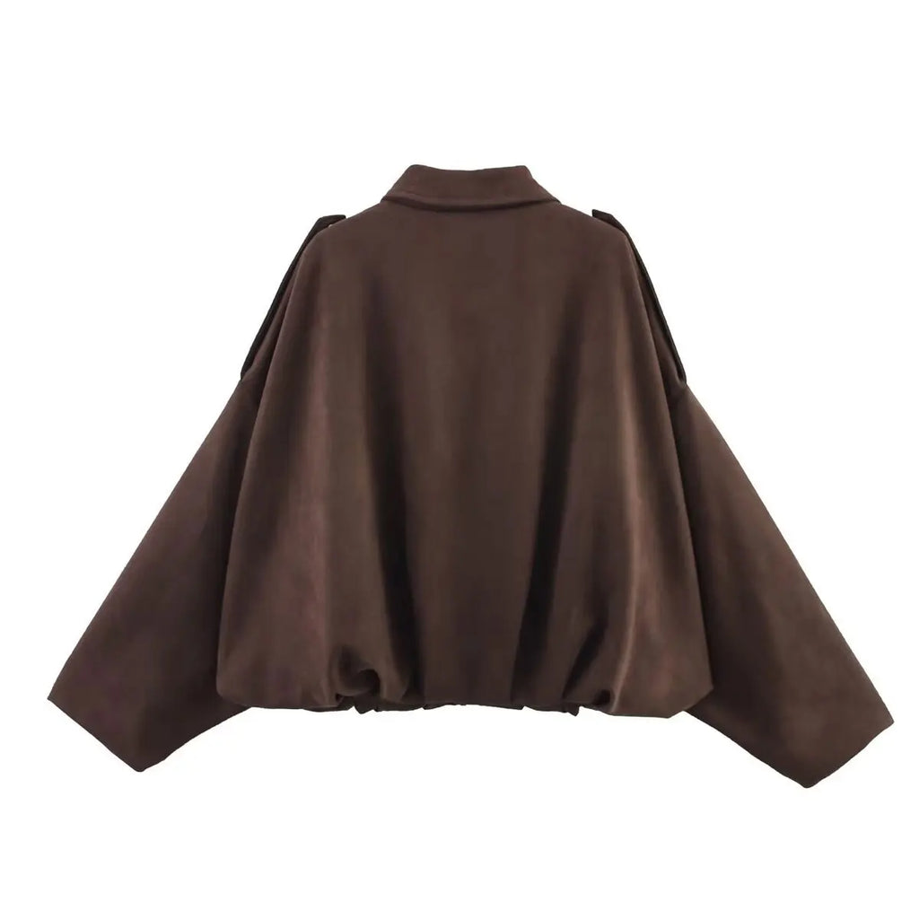 Chaqueta Noir Suede — Abrigo Vintage con Acabado de Ante Premium