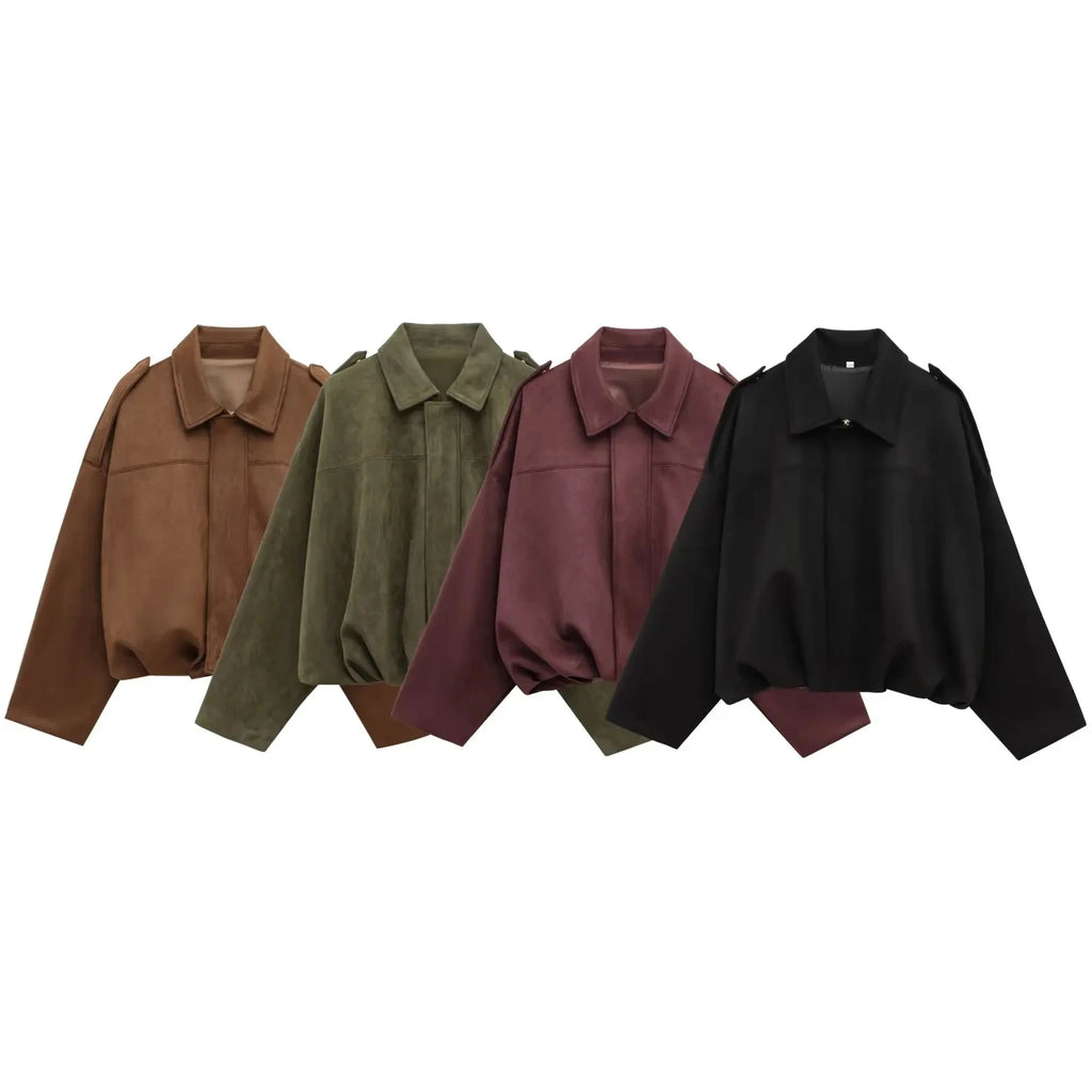 Chaqueta Noir Suede — Abrigo Vintage con Acabado de Ante Premium
